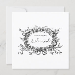 Delicate Romanitc Floral Modern Bridesmaid Wedding Invitation