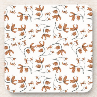 Delicate romantic florals taupe peach caramel coaster