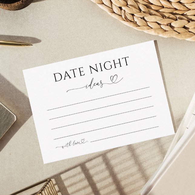 Delicate Romantic Heart Script Date Night Ideas Enclosure Card (Creator Uploaded)