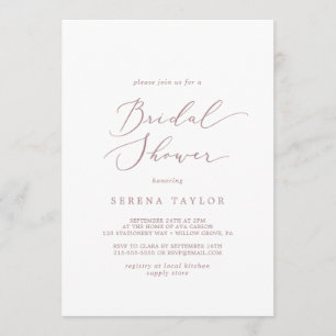 Delicate Rose Gold Calligraphy Bridal Shower Invitation