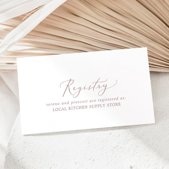Delicate Rose Gold Calligraphy Gift Registry Enclosure Card (Creator Uploaded)