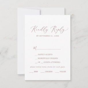 Delicate Rose Gold Calligraphy Menu Choice RSVP