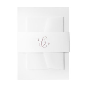 Delicate Rose Gold Calligraphy Monogram Wedding Invitation Belly Band