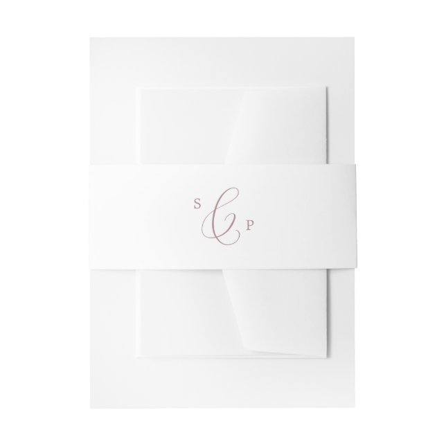 Delicate Rose Gold Calligraphy Monogram Wedding Invitation Belly Band (Front Example)