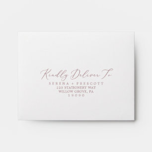 Delicate Rose Gold Calligraphy Self-Addressed RSVP Envelope