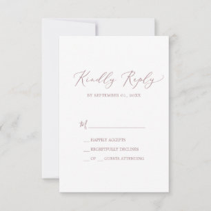 Delicate Rose Gold Calligraphy Simple RSVP Card