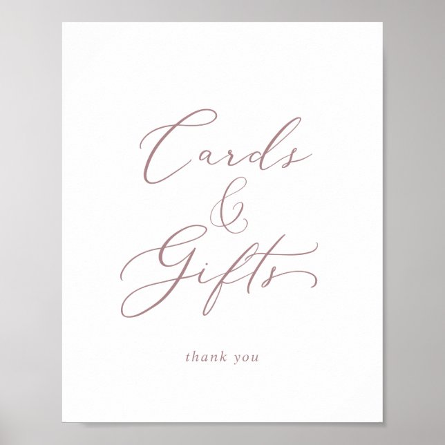 Delicate Rose Gold Cards and Gifts Sign (Front)