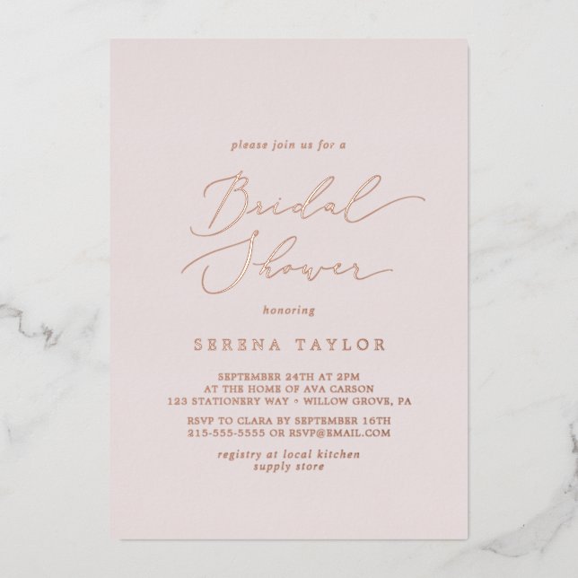 Delicate Rose Gold Foil | Blush Bridal Shower (Front)