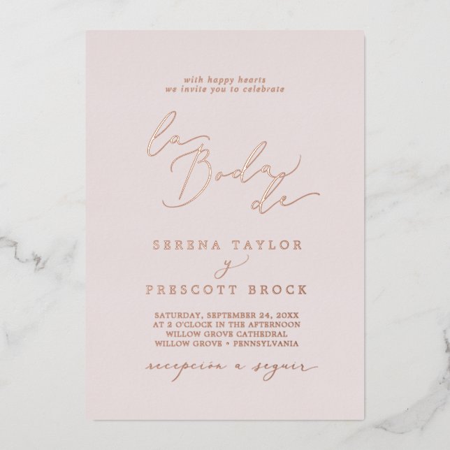 Delicate Rose Gold Foil | Blush La Boda De Wedding (Front)