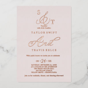 Delicate Rose Gold Foil   Blush Monogram Wedding 