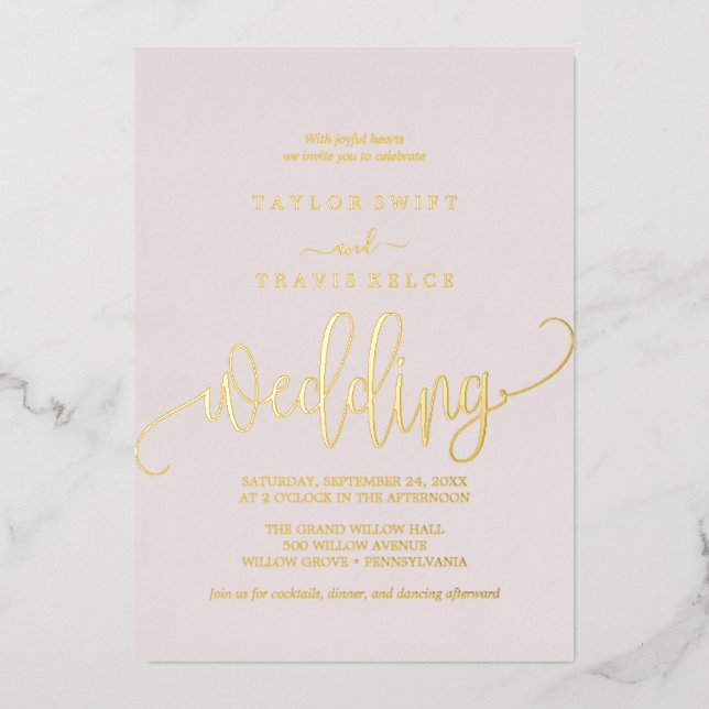 Delicate Rose Gold Foil | Blush Wedding  (Front)