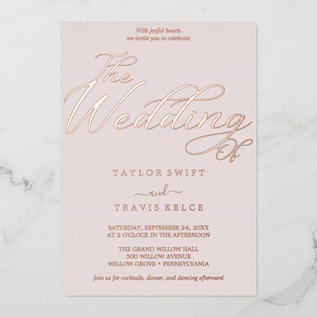 Delicate Rose Gold Foil | Blush Wedding  (Front)