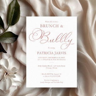 Delicate Rose Gold Foil Brunch And Bubbly Invitation
