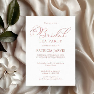 Delicate Rose Gold Foil Script Bridal Tea Party Invitation