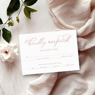 Delicate Rose Gold Foil Script Wedding RSVP Card