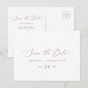 Delicate Rose Gold Horizontal Save the Date Invitation Postcard