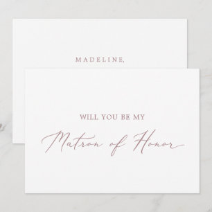 Delicate Rose Gold Matron of Honour Proposal Card