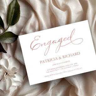 Delicate Rose Gold Script Engagement Party Invitation
