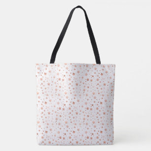 Delicate Rose Gold Stars Large Shoulder Tote Bag