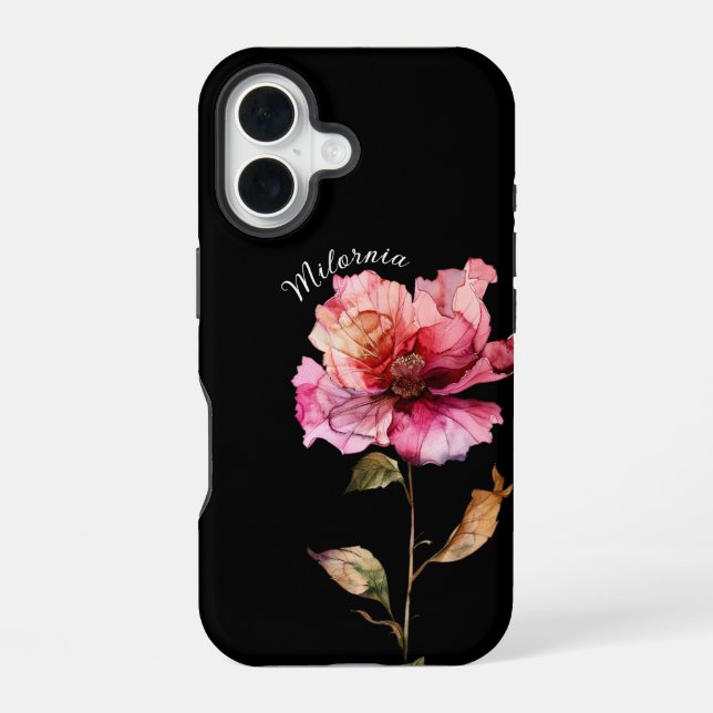 Delicate rose, personalize  iPhone 16 case (Back)