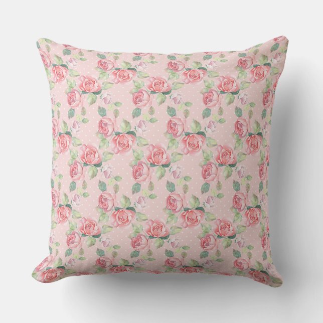 Delicate Rose Pink Floral Pattern Design Cushion (Front)