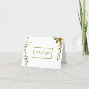 Delicate Rosebuds and Ivy Thank You Card