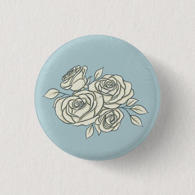 Delicate roses 3 cm round badge (Front)
