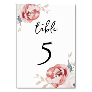 Delicate Roses Floral Elegant Wedding Table Number