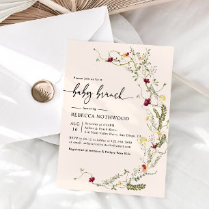 Delicate Rustic Wildflowers Baby Brunch Invitation