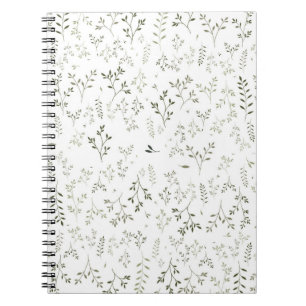 Delicate Sage Green Ditsy Botanical Pattern Notebook