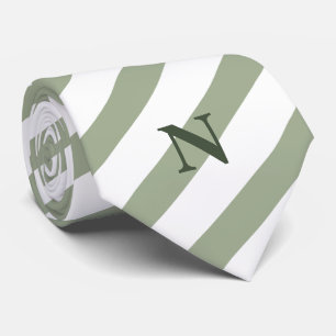 delicate sage stripes green monogram  tie