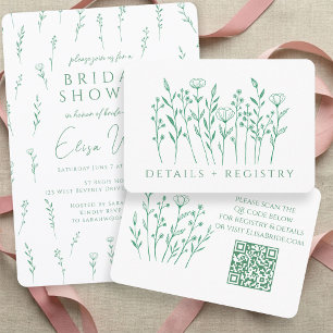Delicate Scattered Wildflowers Bridal Shower Enclosure Card
