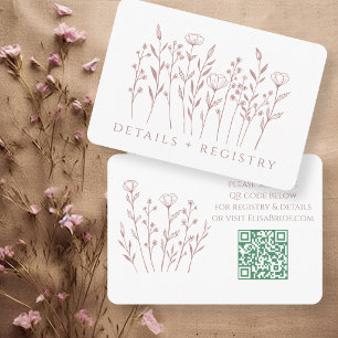 Delicate Scattered Wildflowers Bridal Shower Enclosure Card