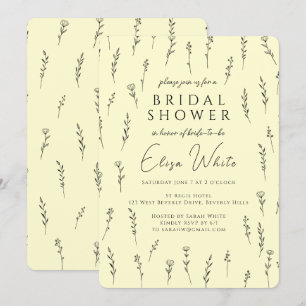 Delicate Scattered Wildflowers Bridal Shower Invitation