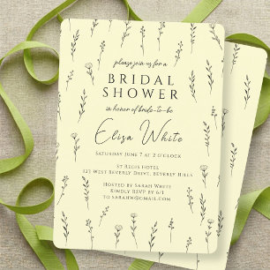 Delicate Scattered Wildflowers Bridal Shower Invitation