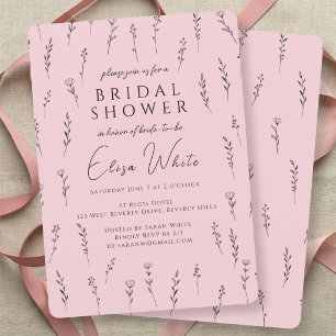 Delicate Scattered Wildflowers Bridal Shower Invitation