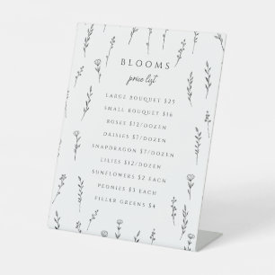 Delicate Scattered Wildflowers Custom Price List Pedestal Sign