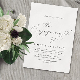 Delicate Script   Classic Formal Engagement Party Invitation
