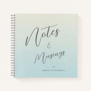 Delicate Script Gradient Blue Green Personalised  Notebook