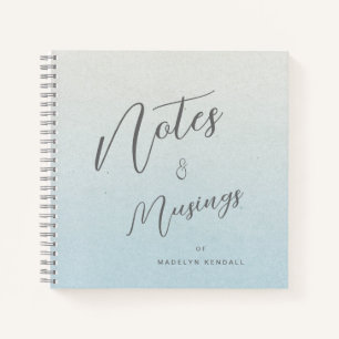 Delicate Script Gradient Blue Personalised Notebook