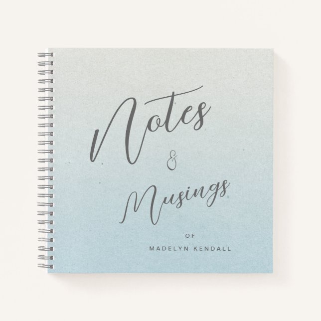 Delicate Script Gradient Blue Personalised Notebook (Front)