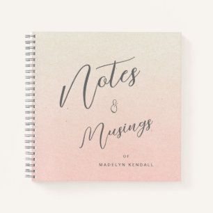 Delicate Script Gradient Peach Personalised Notebook