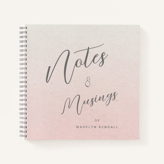 Delicate Script Gradient Pink Personalised Notebook (Front)