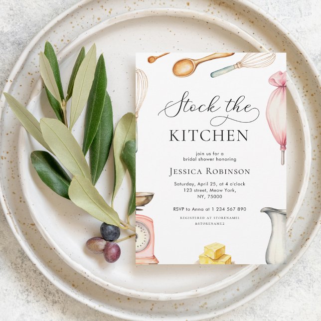 Delicate Script Stock The Kitchen Bridal Shower Invitation (Creator Uploaded)
