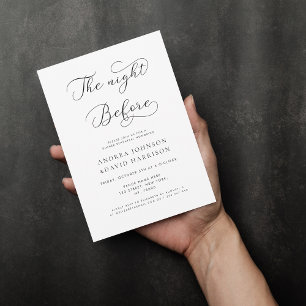 Delicate Script The Night Before Rehearsal Dinner Invitation