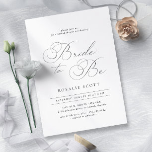 Delicate Script   Vintage Classic Bridal Shower Invitation