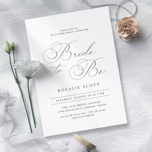 Delicate Script | Vintage Classic Bridal Shower Invitation (Creator Uploaded)