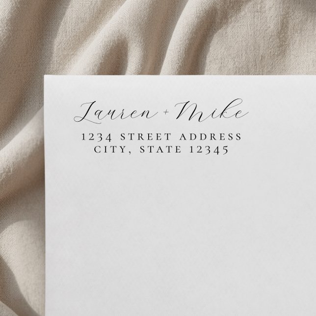 Delicate Script Wedding Return Address Self-inking Stamp (Creator Uploaded)