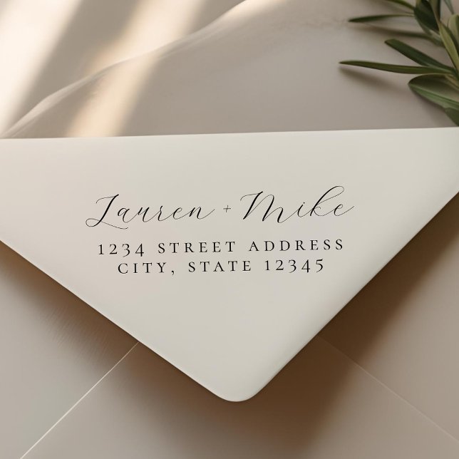 Delicate Script Wedding Return Address Self-inking Stamp (Creator Uploaded)