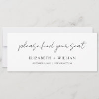 Delicate Script Wedding Table Seating Header Card